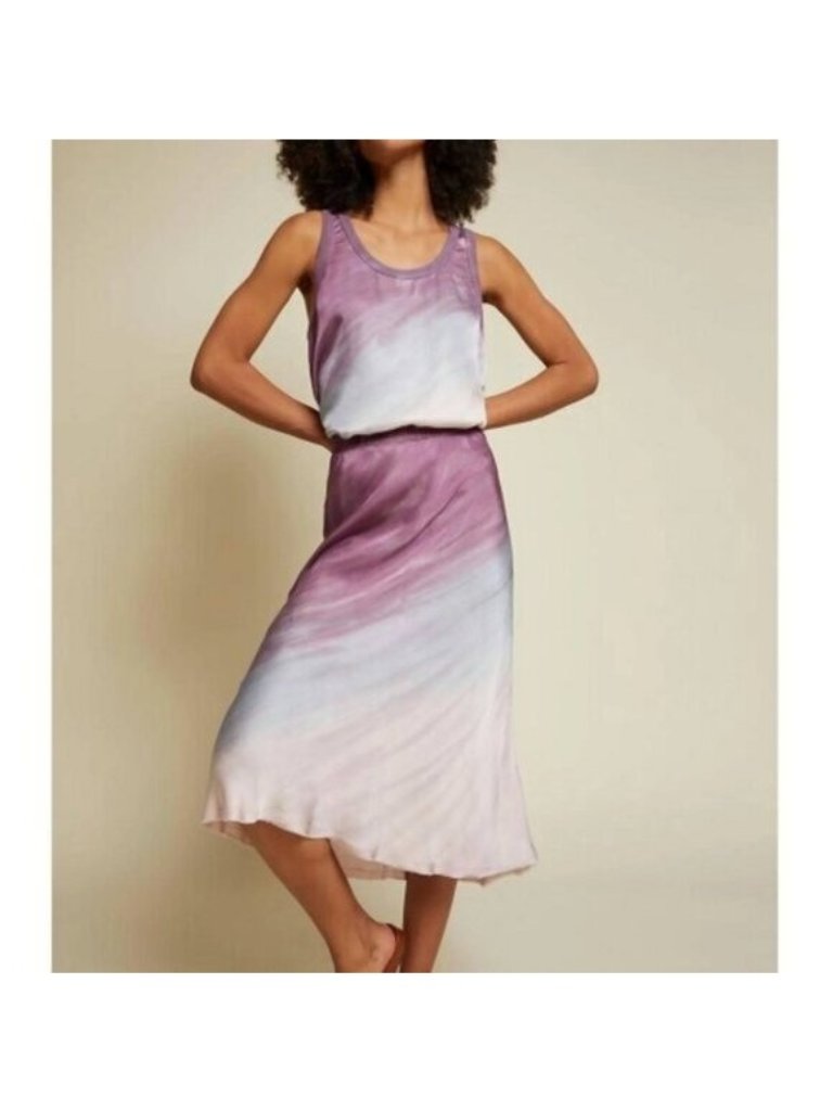 Nation Ltd Tie Dye Sateen Midi Skirt And Tank Top Set Xs Mood Ring Purple